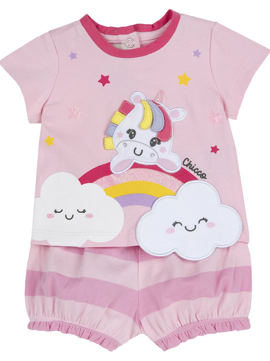 Kids' Set with Shorts Summer 2pcs Pink Unicorn