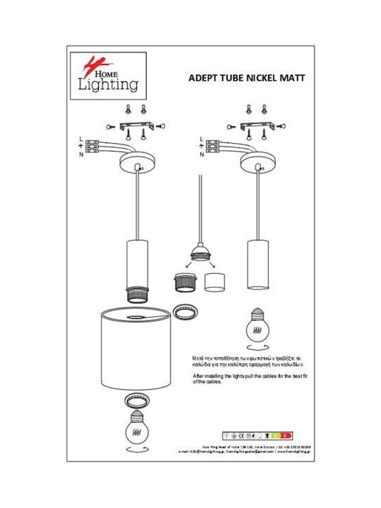 Home Lighting Pendant Suspension for 5 Bulbs E27 White