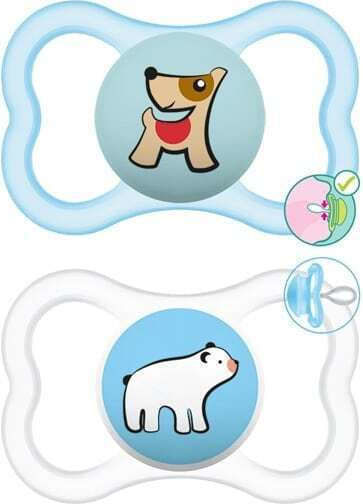 Mam 245S Orthodontic Pacifiers Silicone with Case Puppy - Polar Bear - Blue/White for 6-16 months 2pcs