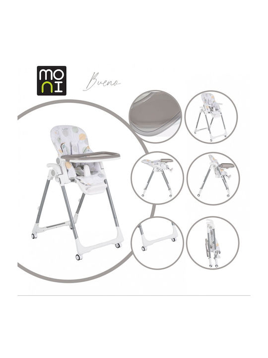 Moni Bueno Foldable Baby Highchair With Adjustable Height Gray