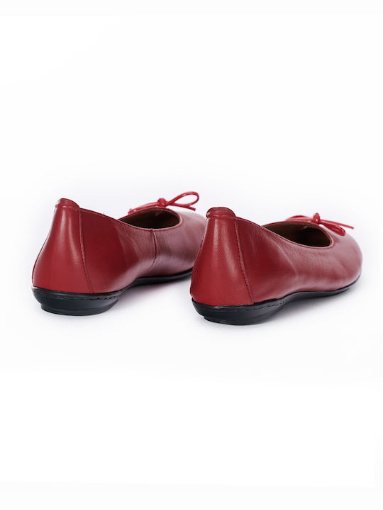 Red Leather Anatomical Ballerinas