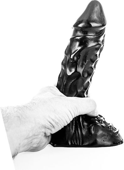 All Black Enigma Glass Dildo with Scrotum Black 23cm