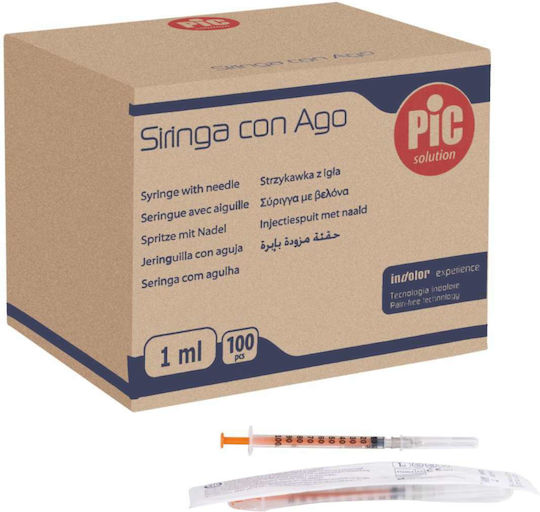 PiC Solution Шприци Инсулин 27G x 12.7мм 1мл 100бр