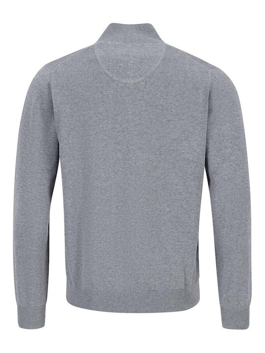 Fynch Hatton Herren Langarm-Pullover Ausschnitt mit Reißverschluss Gray