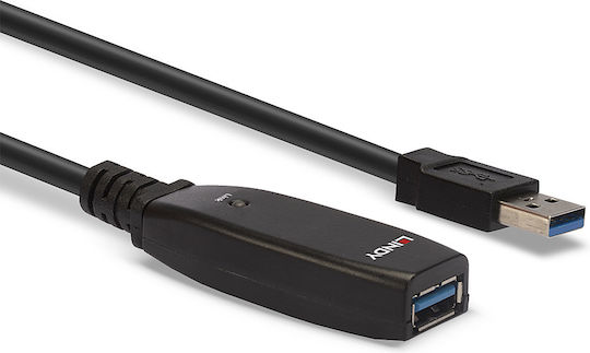 Lindy USB 2.0 Кабел USB-A мъжки - USB-A женски Черен 15м 43322