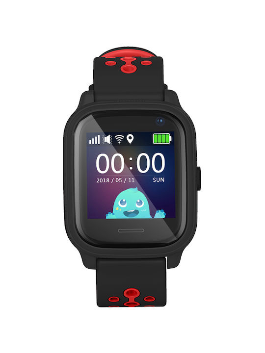 INTIME Παιδικό Smartwatch με GPS και Καουτσούκ/Πλαστικό Λουράκι Μαύρο
