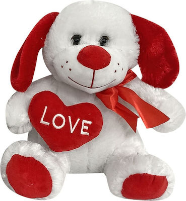 JOIN DOG WITH BOW AND RED HEART 30CM WHITE