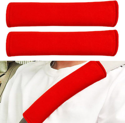 Auto Gs Set of 2pcs Car Seat Belt Pads Red