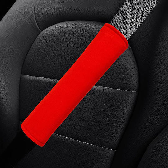 Auto Gs Set of 2pcs Car Seat Belt Pads Red