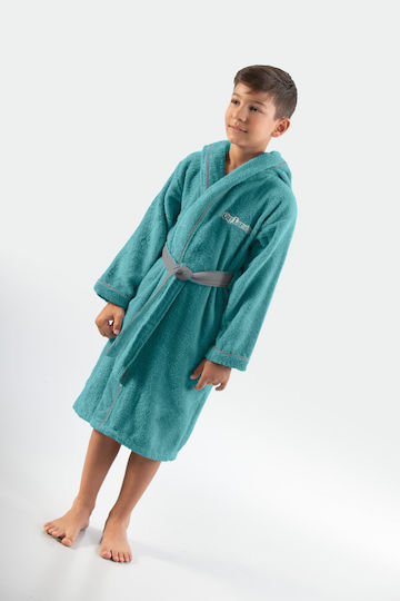 Guy Laroche Kids Hooded Bathrobe Kiddies Petrol