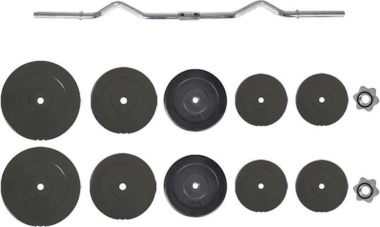 vidaXL ​Στραβόμπαρα Φ25mm Σετ με Βάρη 90kg Μήκους 120cm με Βιδωτά Κολάρα