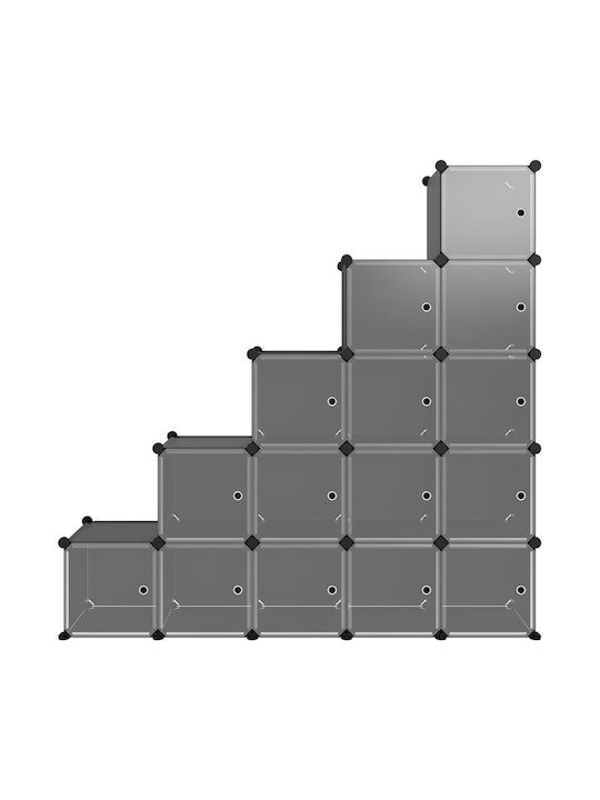 vidaXL Plastic Storage Box Black 15pcs