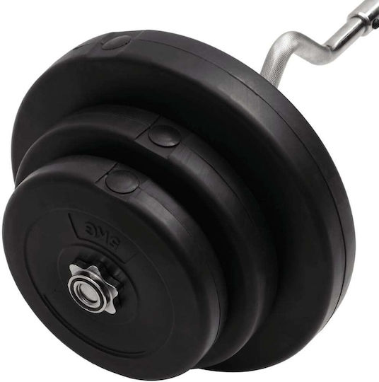 vidaXL ​Στραβόμπαρα Φ25mm Σετ με Βάρη 60kg Μήκους 120cm με Βιδωτά Κολάρα