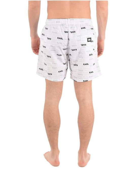 Karl Lagerfeld Herren Badebekleidung Shorts Weiß mit Mustern