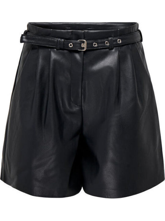 Heidi Women's Leather High-waisted Shorts Black