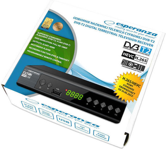 Esperanza EV111P EV111P Ψηφιακός Δέκτης Mpeg-4 HD (720p) Σύνδεσεις SCART / HDMI / USB