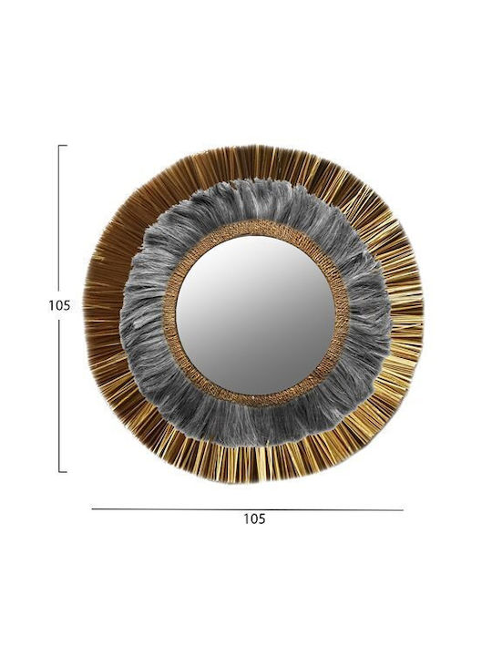 HomeMarkt Καθρέπτης Τοίχου Από Mendong και Abaca με Χρυσό Πλαίσιο Mήκους 105cm