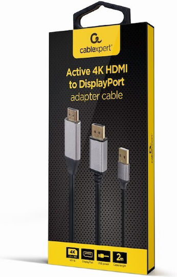 Cablexpert Cable DisplayPort male - HDMI male 2m Μαύρο (A-HDMIM-DPM-01)