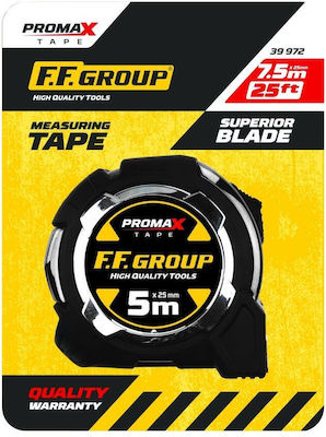 F.F. Group Promax Maßband mit automatischem Rücklauf 16mm x 3m