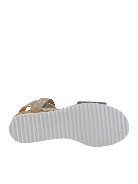 Desert Kiss Women's Ankle Strap Platforms Gold