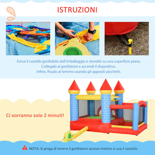 Outsunny Φουσκωτό Giant Castle Κάστρο με Τσουλήθρα για 3-8 Ετών