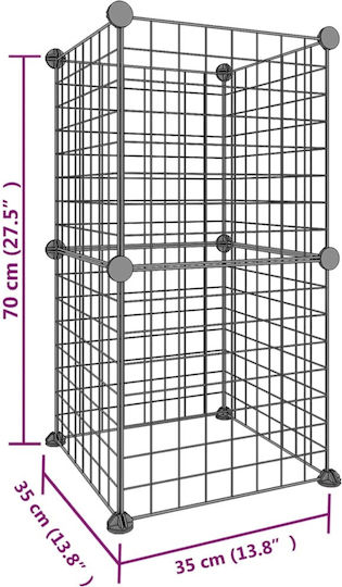 vidaXL Rodent Cage Cage for Pets with 8 Panels Black 4.3cm 35x35x70cm