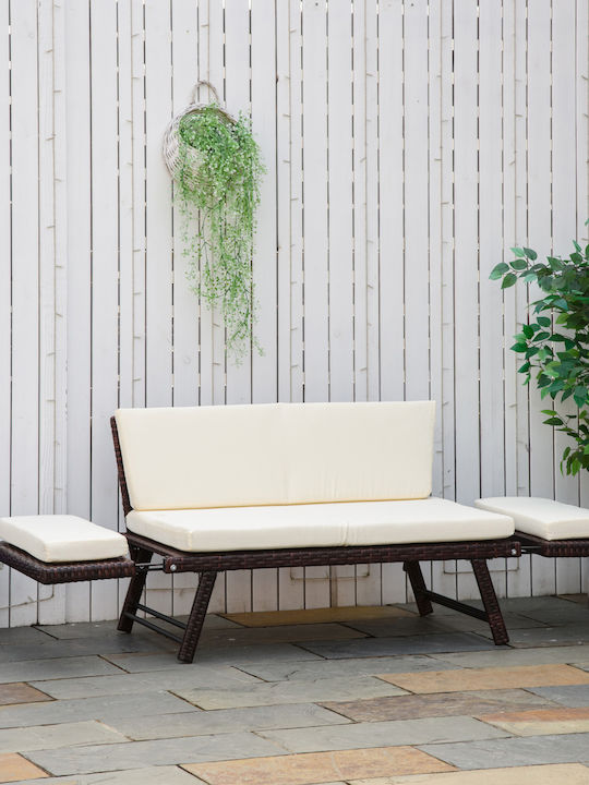 Διθέσιος Καναπές Εξωτερικού Χώρου Rattan 129x66x67cm