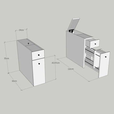 HomeMarkt Bathroom Cabinet L60xD19xH55cm White