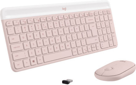 Logitech MK470 Ασύρματο Σετ Πληκτρολόγιο & Ποντίκι Αγγλικό US Ροζ