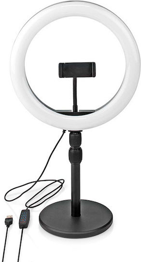 Nedis Ringlicht 26cm 2700 - 6700K mit Desktop Ständer/Halterung Halterung und Halterung für Handy