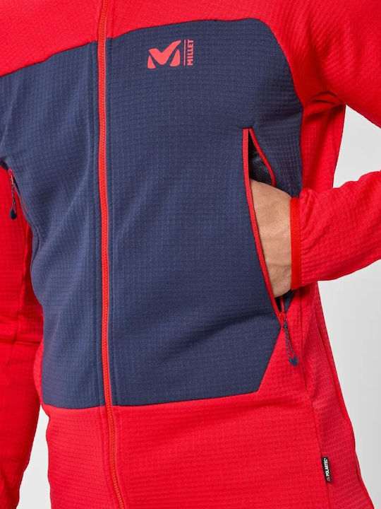 Ανδρική Ζακέτα Fleece με Κουκούλα Κόκκινη