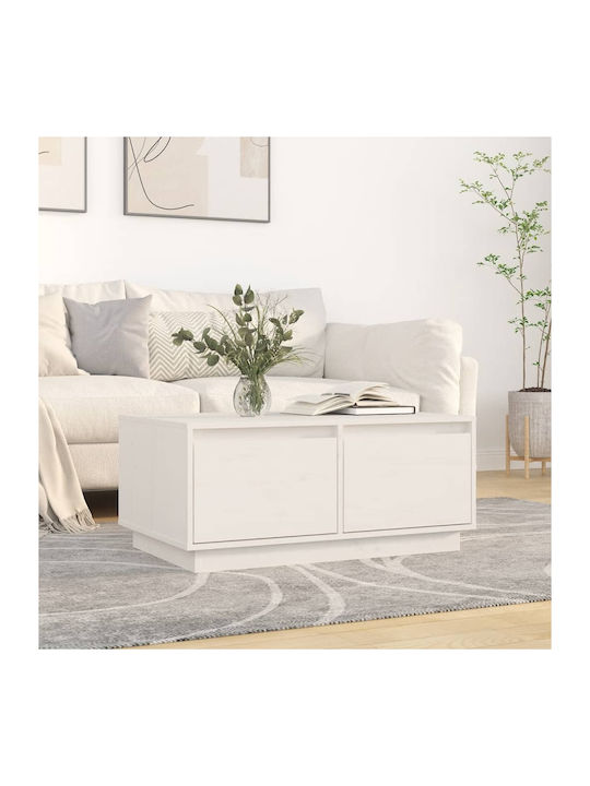 Rectangular Solid Wood Coffee Table White L80xW50xH35cm