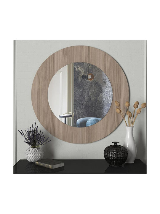 Fylliana Alexander Wall Mirror with Grey Oak Wooden Frame Diameter 90cm 1pcs