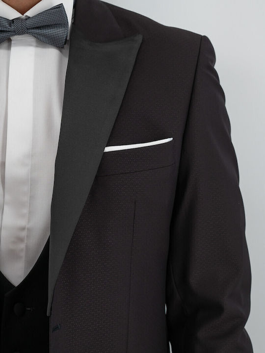 Men's Winter Suit with Vest Burgundy