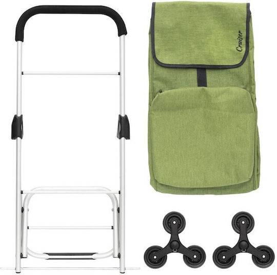 Cruiser Foldable Fabric Shopping Trolley Green 47x33x97cm