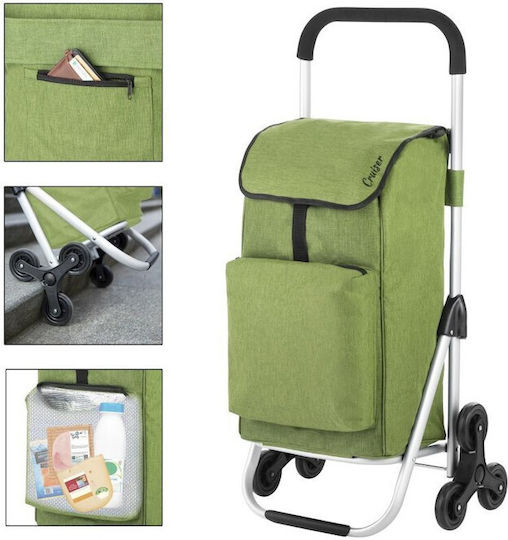 Cruiser Foldable Fabric Shopping Trolley Green 47x33x97cm
