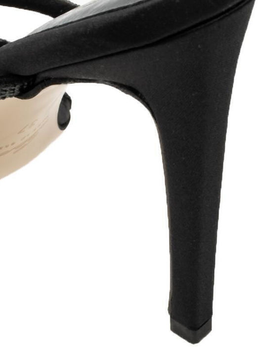 Fabric Sandals with Strass Black