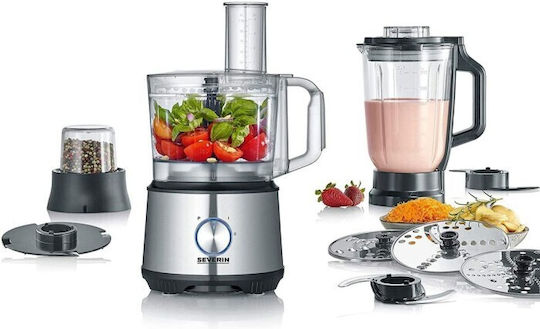Severin KM 3892 Multifunctional Food Processor 1200W with Pot 1.5lt and Jug Blender Silver