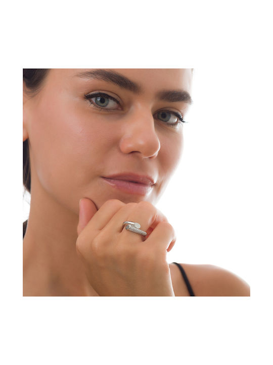 Oxzen Damen Chevalier Ring mit Zirkonia aus Silber