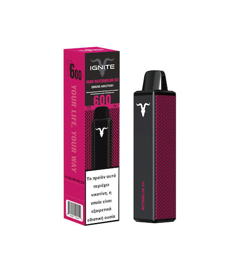 Ignite Einweg-E-Zigarette 600 Einweg-E-Zigaretten Watermelon Ice 2ml 20mg Schwarz