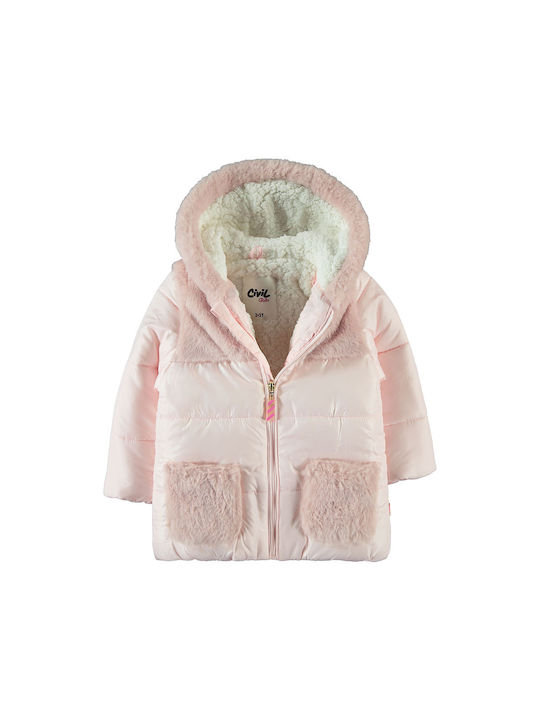 Pink hooded jacket for girls (2-6 years)