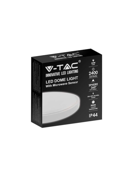 V-TAC Wandmontierte Außen-Deckenleuchte LED IP44 24W mit Warmweiß Licht 29.5x6.5εκ.