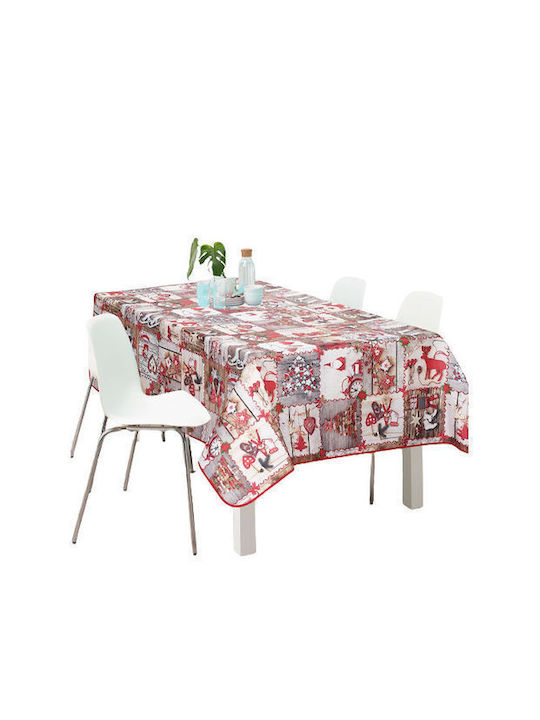 1261 Christmas Stain-resistant Tablecloth Fabric Red L150xW150cm.