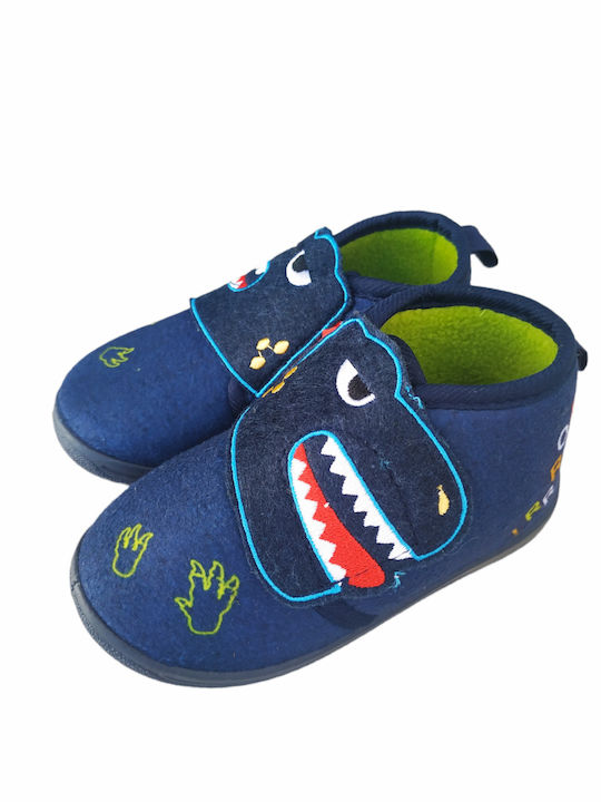 Giardino D'Oro Kids Slipper Ankle Boot Blue Δεινοσαυράκι