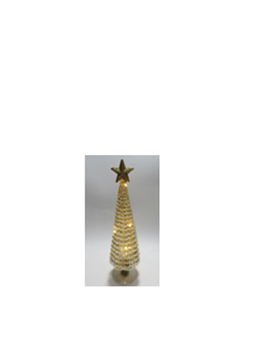 Christmas Decorative Illuminated Glass Tree Cone 29cm Gold