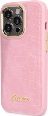 Guess Croco Collection Umschlag Rückseite Synthetisches Leder Rosa (iPhone 14 Pro) GUHCP14LHGCRHP