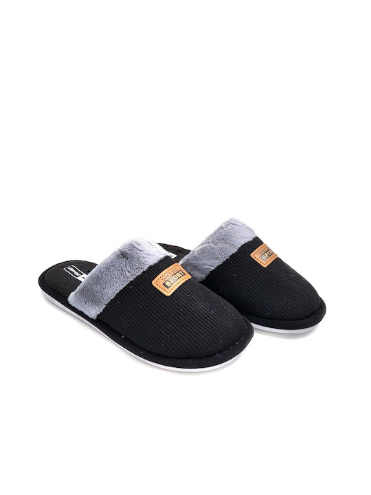 Jomix Men's Slippers with Fur Black