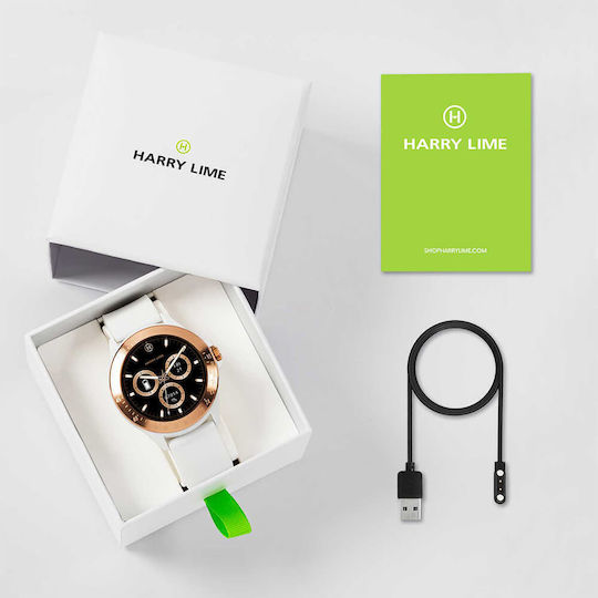 Harry Lime HA07 Aluminum 44mm Smartwatch with Heart Rate Monitor Rose Gold White Silicone