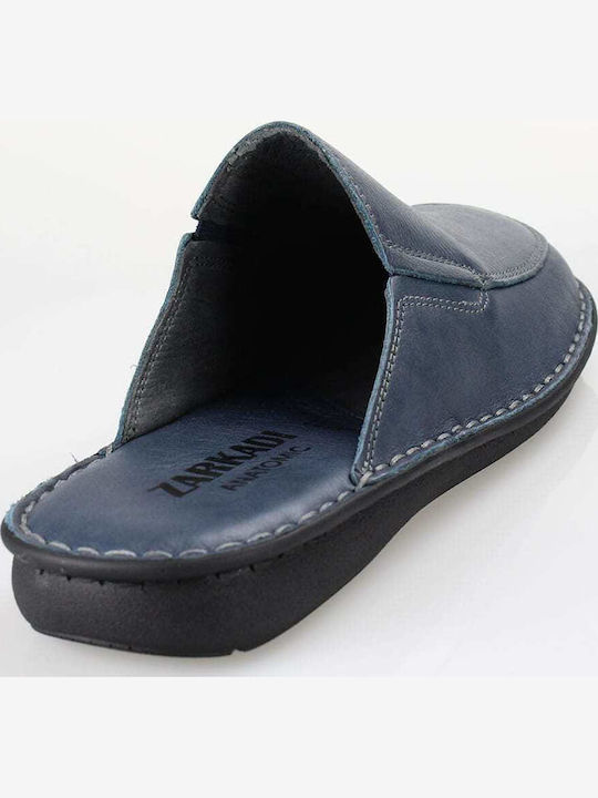 Men's Leather Slippers Blue