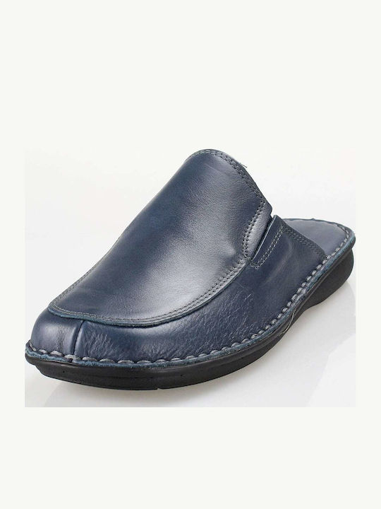 Men's Leather Slippers Blue